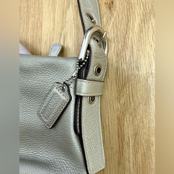 Coach Pebbled Shimmery Leather Hobo/Crossbody Bag - Picture 8 of 10